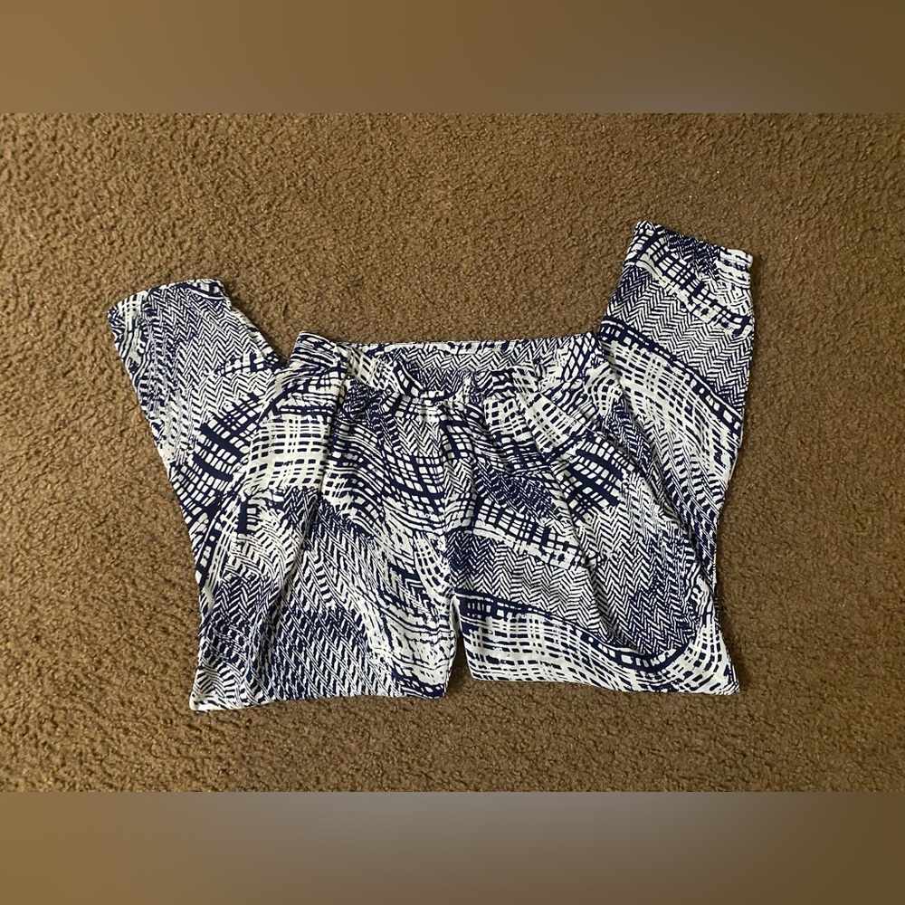 Ovi tribal printed blue and white pants Size Small